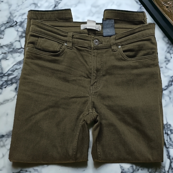 H&M Khaki Green skinny fit ankle length Jeans waist Stretchable upto 32 - Picture 2 of 11